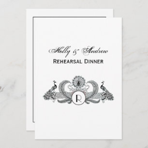 Vintage Peacocks Monogram Invitation