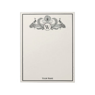 Vintage Peacocks Monogram Ivory BG Notepad