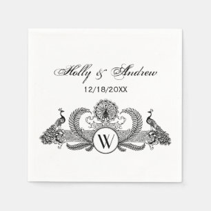 Vintage Peacocks Monogram Napkin