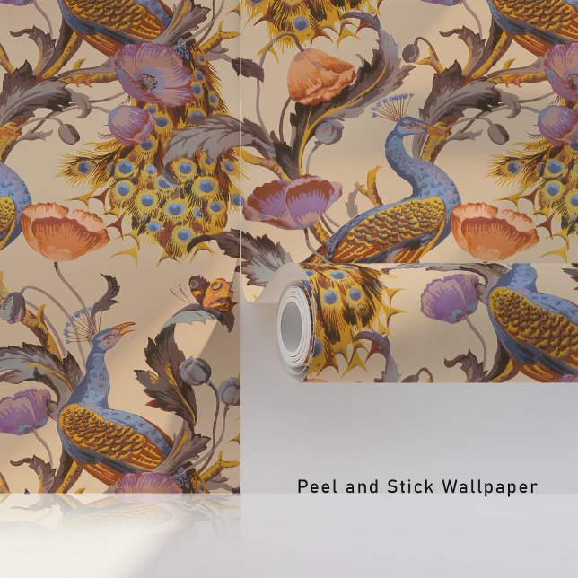 Vintage Peacocks Peel & Stick Wallpaper (Creator Uploaded)