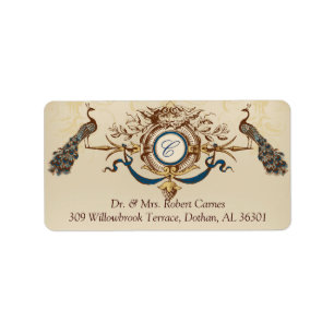 Vintage Peacocks Wedding Return Address Labels
