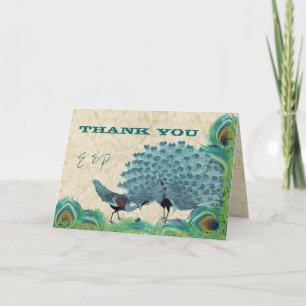 Vintage Peacocks Wedding Thank You