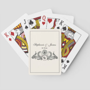 Vintage Peacocks with Monogram - Ivory FRM Playing Cards
