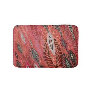 Vintage Peafowl Red Decorative Seamless Pattern Bath Mat