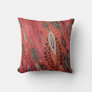 Vintage Peafowl Red Decorative Seamless Pattern Cushion