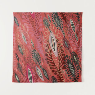 Vintage Peafowl Red Decorative Seamless Pattern Tapestry