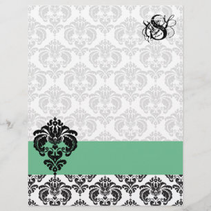 Vintage PeaPod Damask Monogram Letterhead