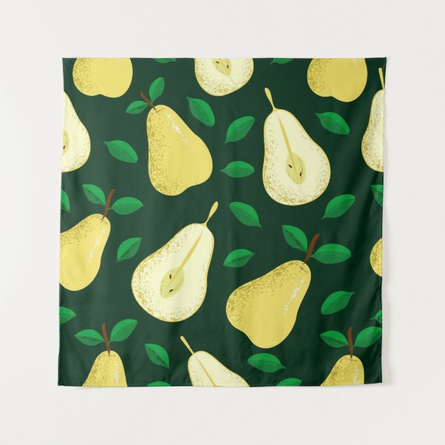 Vintage Pear Botanical: Light Green Tapestry (Front)
