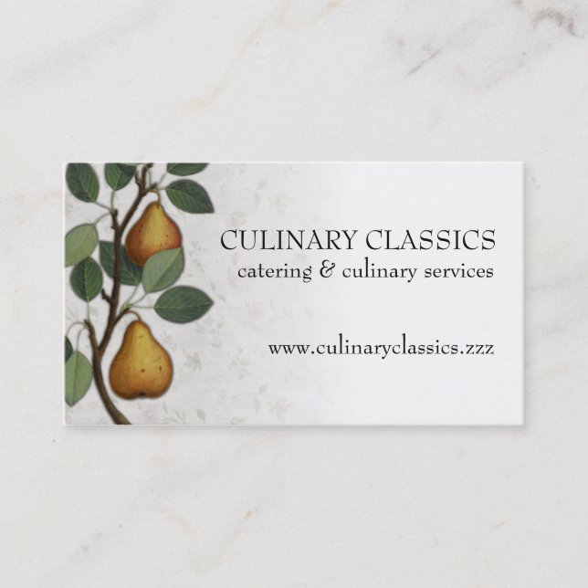 Vintage pear tree fruit cooking baking biz cards (Front)