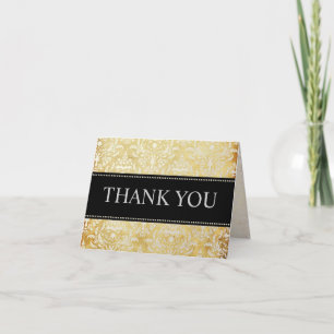 Vintage Pearl Damask Thank You Note Cards