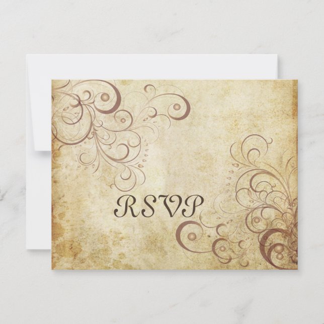 Vintage Pearl swirls RSVPs require 5x7 invitations (Front)