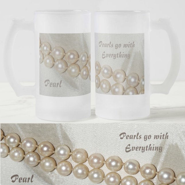 Vintage Pearls Elegant Frosted Glass Beer Mug (Creator Uploaded)
