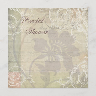 Vintage Pearls & Lace Floral Collage Bridal Shower Invitation