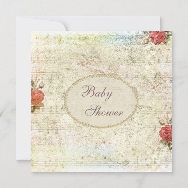 Vintage Pearls & Lace Shabby Chic Baby Shower Invitation (Front)