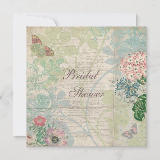 Vintage Pearls & Lace Shabby Chic Bridal Shower Invitation (Front)