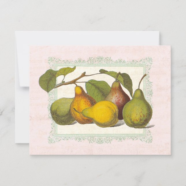 Vintage Pears Autumn Harvest Dinner Party Invitation (Front)