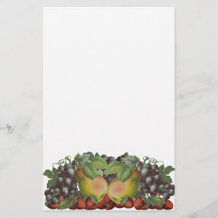 Vintage Pears Grapes Strawberry Fruit Stationery