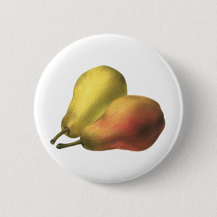 Vintage Pears, Organic Foods, Ripe Fruit 6 Cm Round Badge