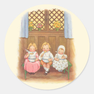 Vintage Pease Porridge Hot Childrens Nursery Rhyme Classic Round Sticker