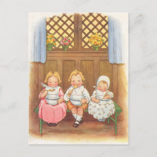 Vintage Pease Porridge Hot Childrens Nursery Rhyme Postcard