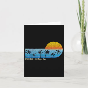 Vintage Pebble Beach, Ca Palm Trees &amp; Sunset B Card