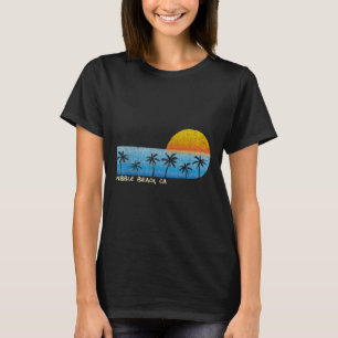 Vintage Pebble Beach, Ca Palm Trees &amp; Sunset B T-Shirt