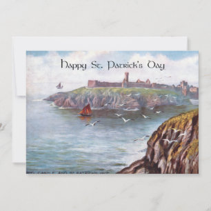 Vintage Peel Castle Ruins St. Patrick's Isle Holiday Card