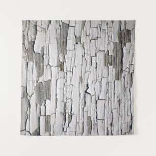 Vintage Peeling Paint: White Wall Aesthetics Tapestry