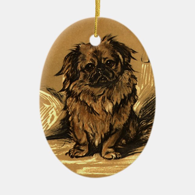 Vintage Pekingese Christmas Ornaments (Front)