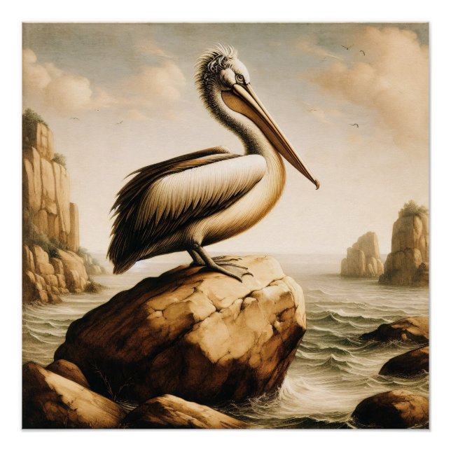 Vintage Pelican Decoupage Poster (Front)