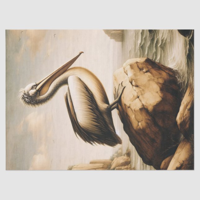 Vintage Pelican Decoupage Tissue Paper (Front)