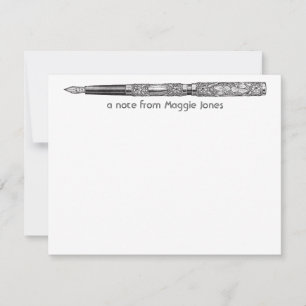 Vintage Pen Personalised Note Card
