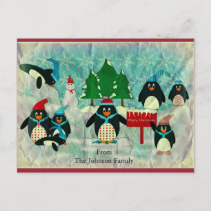 Vintage Penguin Christmas Postcard