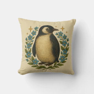 Vintage Penguin Lovers Art Cushion