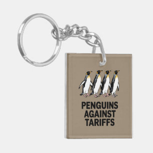 Vintage Penguins Protest Against Tariffs Funny Key Ring