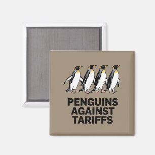 Vintage Penguins Protest Against Tariffs Funny Magnet