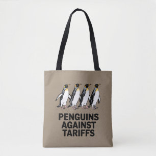 Vintage Penguins Protest Against Tariffs Funny  Tote Bag
