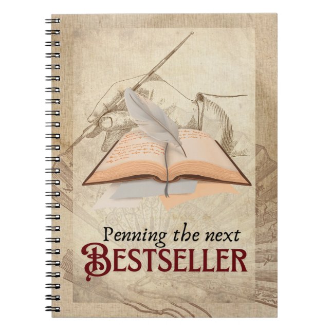 Vintage Penning the Next Bestseller Notebook (Front)