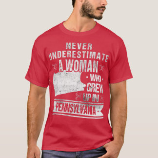Vintage Pennsylvania Map A Woman Who Grew Up In Pe T-Shirt