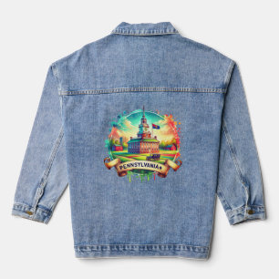 Vintage Pennsylvania Map s – Retro us state Denim Jacket