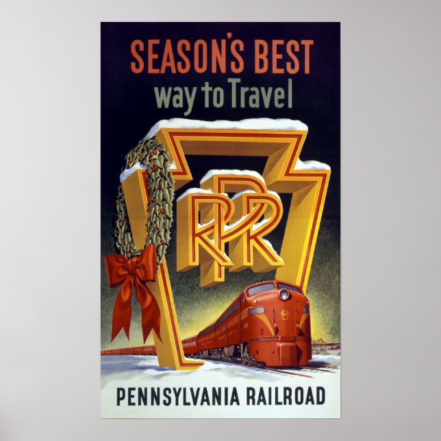 Vintage Pennsylvania Railroad Winter Travel Poster (Front)
