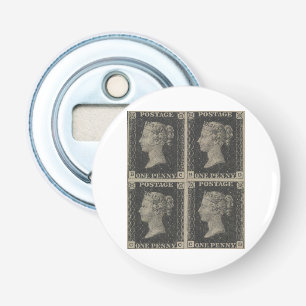 Vintage Penny Black Stamp Badge Bottle Opener