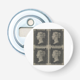 Vintage Penny Black Stamp Badge Bottle Opener