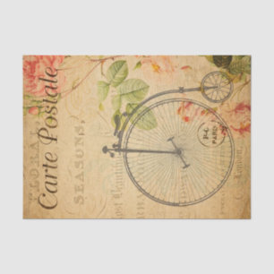 Vintage Penny Farthing Bicycle Bike Floral French Tissue Paper