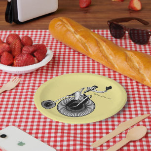 Vintage Penny Farthing Bicycle Paper Plate
