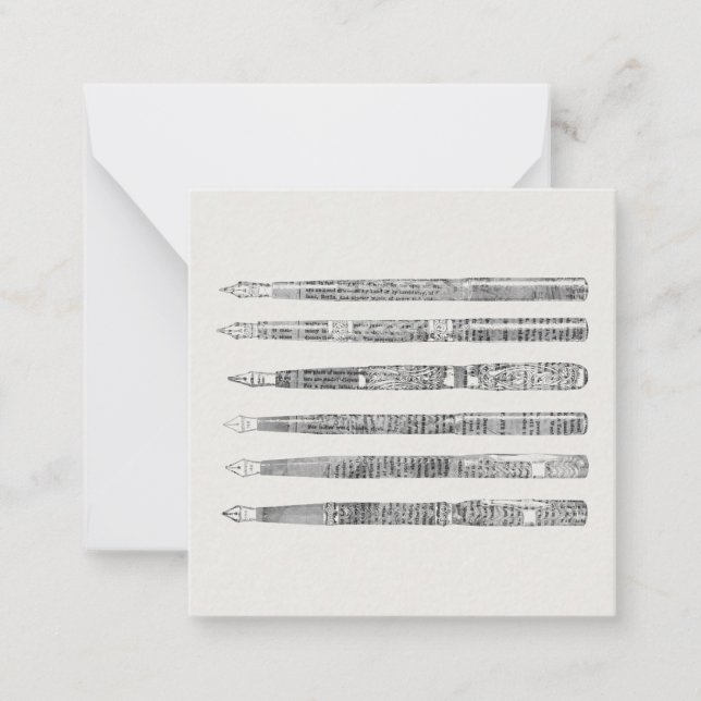 Vintage Pens Newspaper Art Illustration Card (Front)