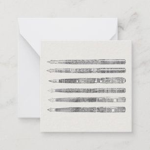 Vintage Pens Newspaper Art Illustration Card