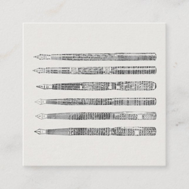 Vintage Pens Newspaper Art Illustration Enclosure Card (Front)