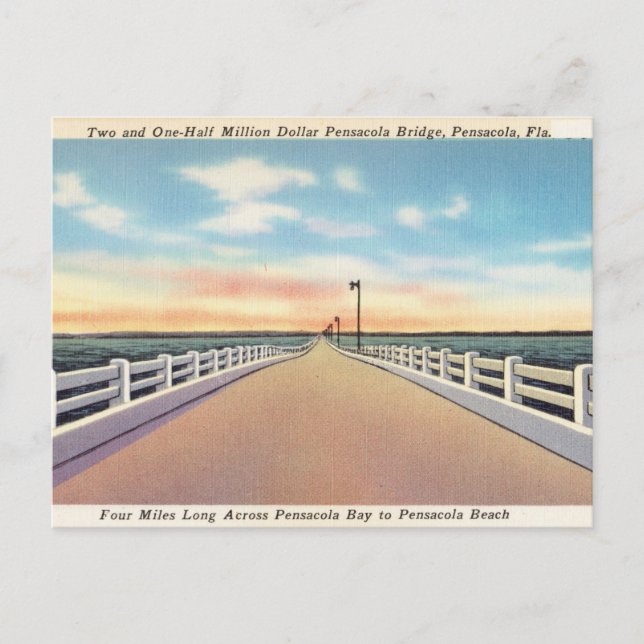 Vintage Pensacola, Bridge Florida Postcard (Front)