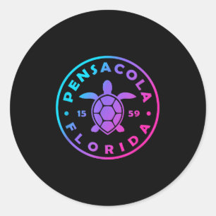Vintage Pensacola Florida Sea Turtle Tie Dye Beach Classic Round Sticker